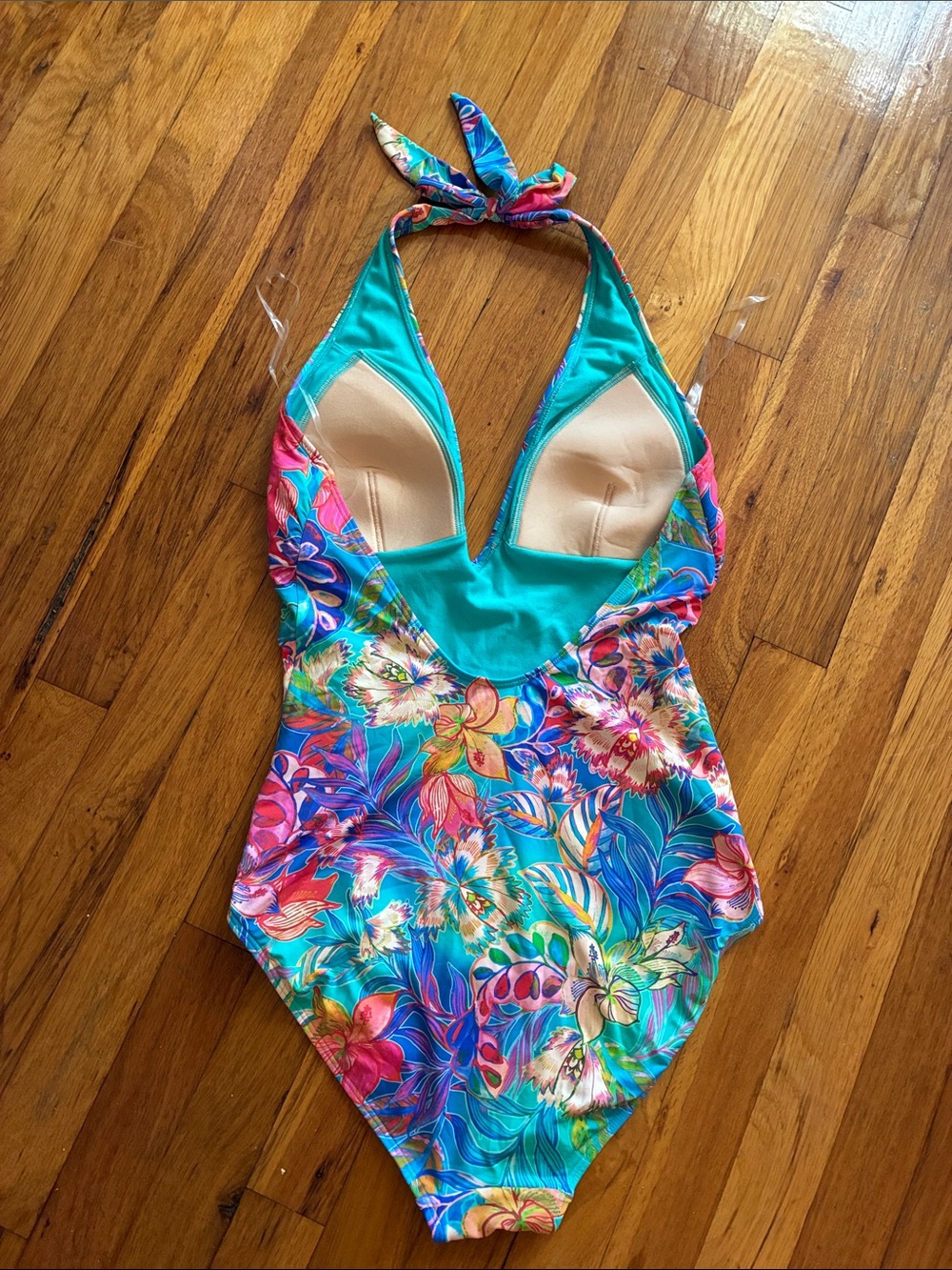 JOHNNY WAS Multi Floral Halter One-Piece Swimsuit - Picture 5 of 9